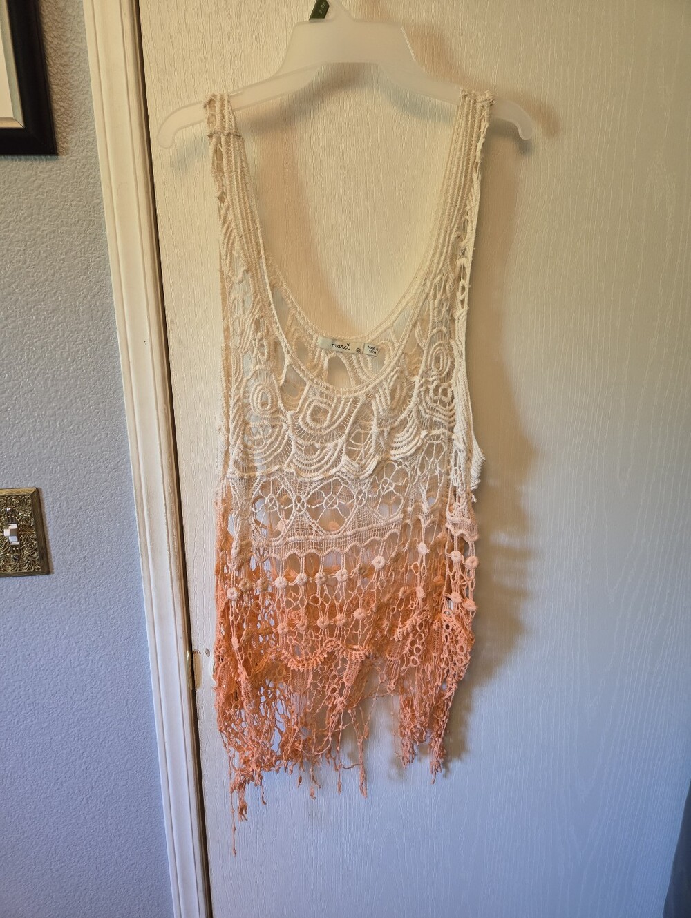 Boho Crochet Dip-Dye Tank Top - Peach Ombre